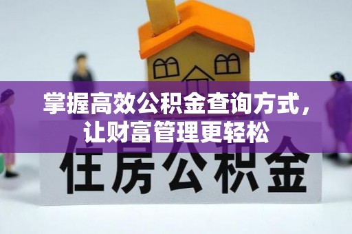 斗六掌握高效公积金查询方式，让财富管理更轻松